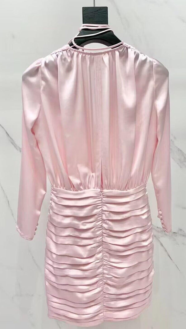 AIIZIE LONG SLEEVE FLOWER MINI DRESS IN PINK - product image