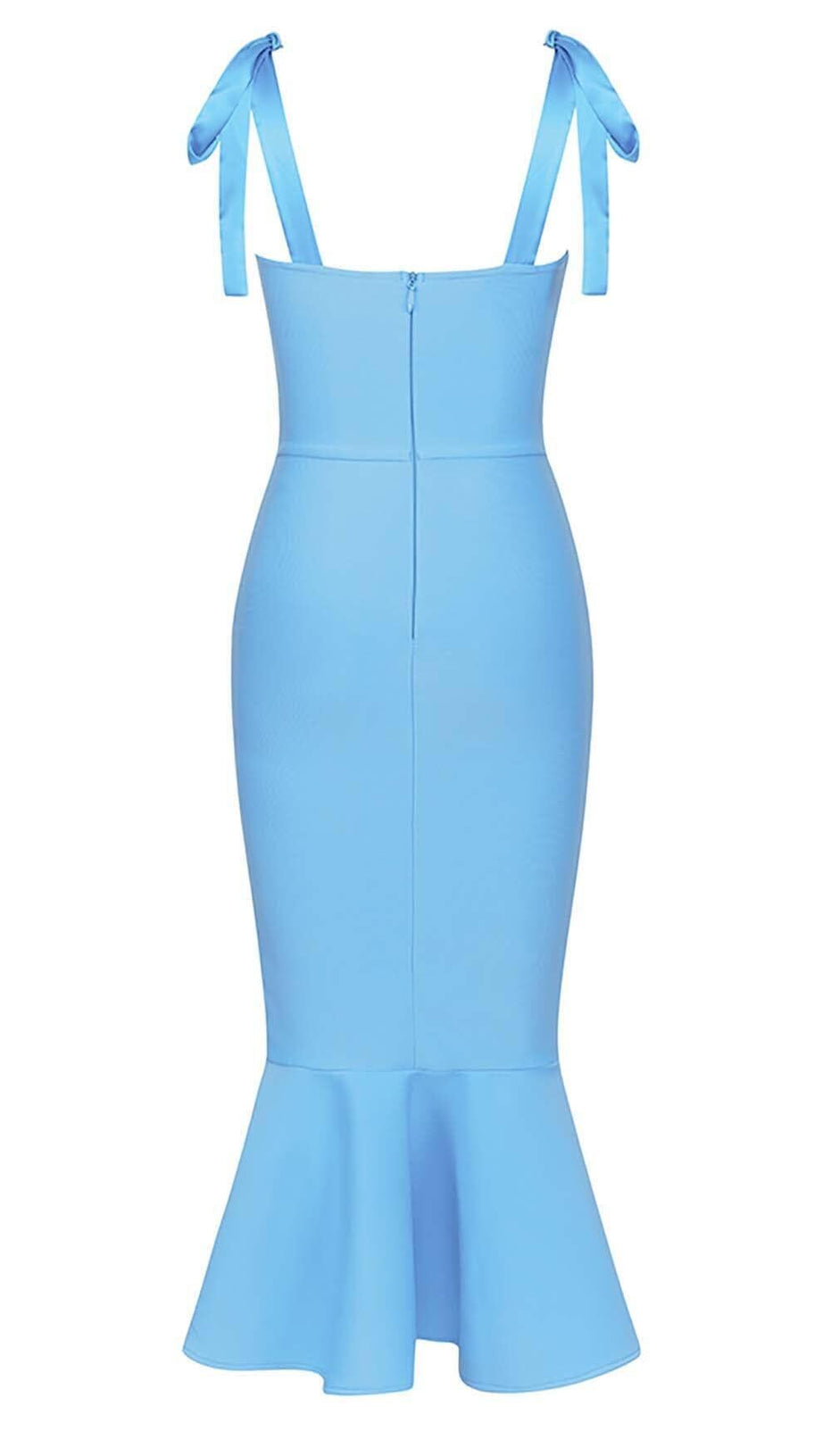 MICRO BUTTON MERMAID MIDI DRESS IN BRIGHT BLUE