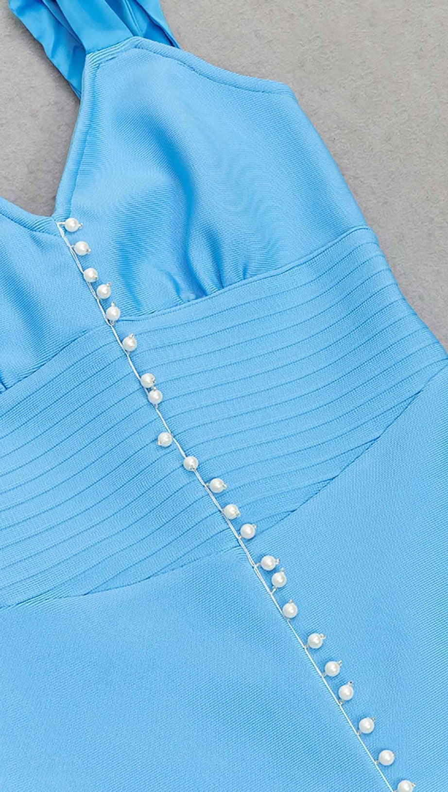 MICRO BUTTON MERMAID MIDI DRESS IN BRIGHT BLUE