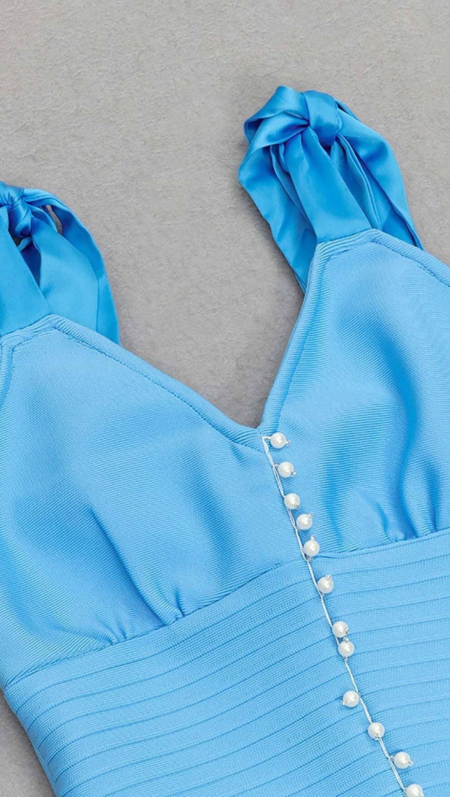 MICRO BUTTON MERMAID MIDI DRESS IN BRIGHT BLUE