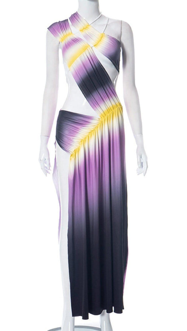 AIIZIE ONE SHOULDER ASYMMETRIC CUTOUT DRESS IN PURPLE - product image