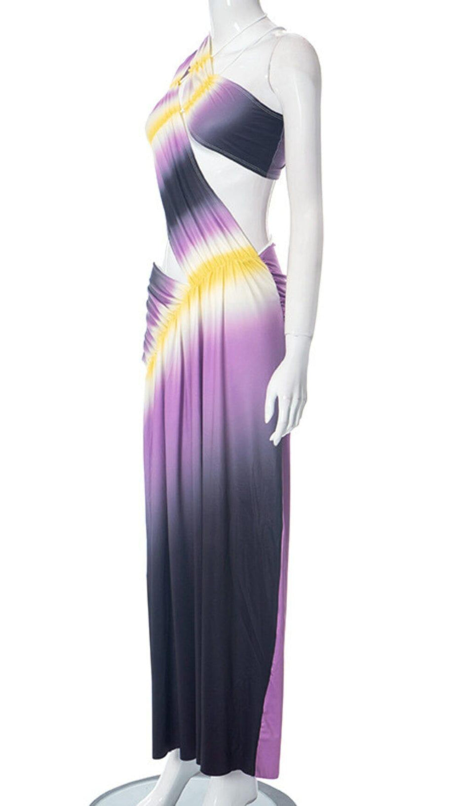 ONE SHOULDER ASYMMETRIC CUTOUT DRESS IN PURPLE