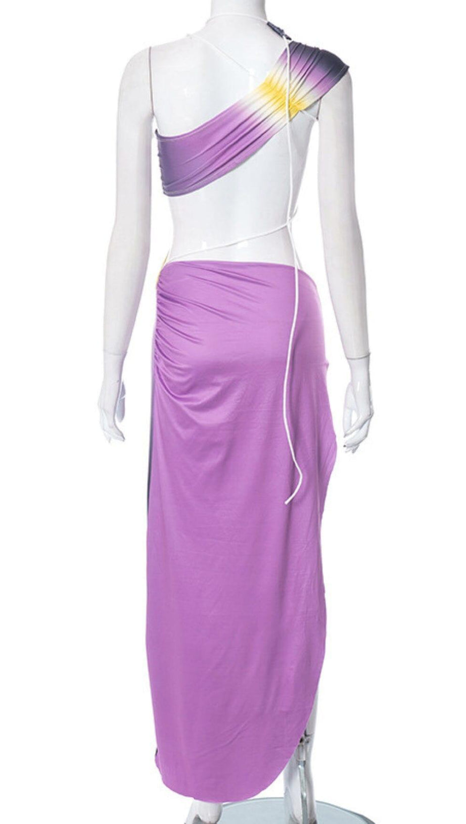 ONE SHOULDER ASYMMETRIC CUTOUT DRESS IN PURPLE