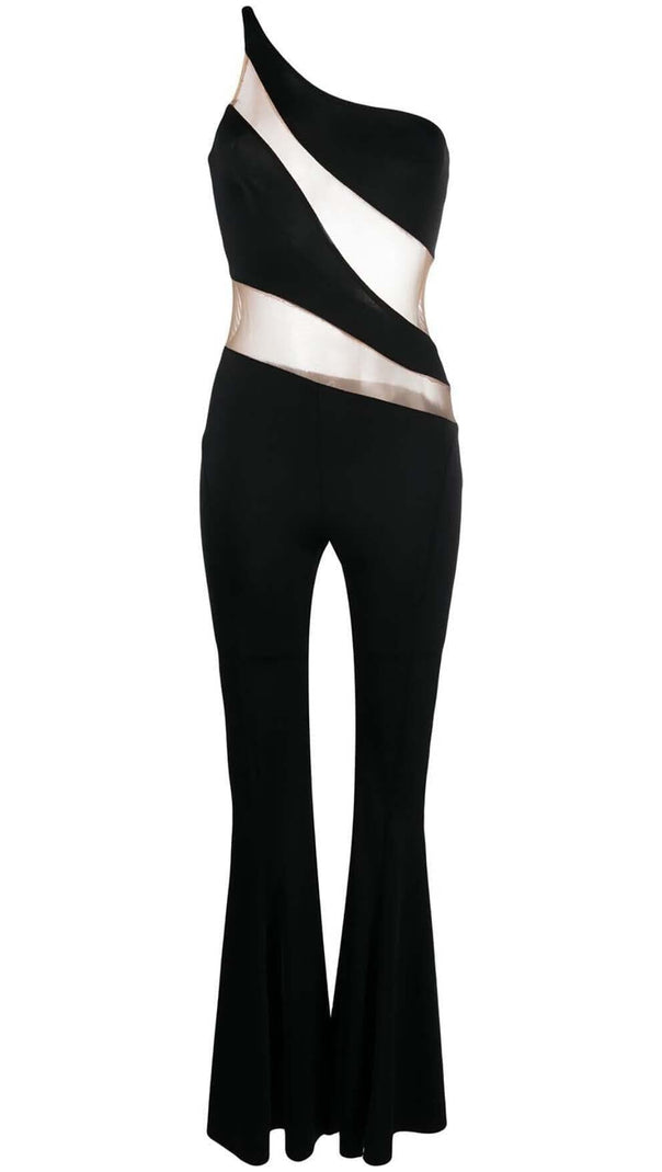 AIIZIE ONE-SHOULDER FLARED-LEG JUMPSUIT IN BLACK - product image