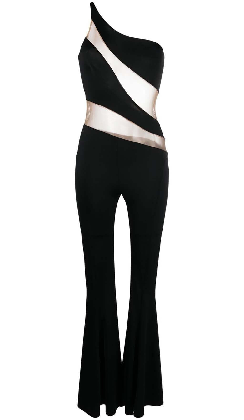 TUTA MONOSPALLA A GAMBA SVASATA NERA