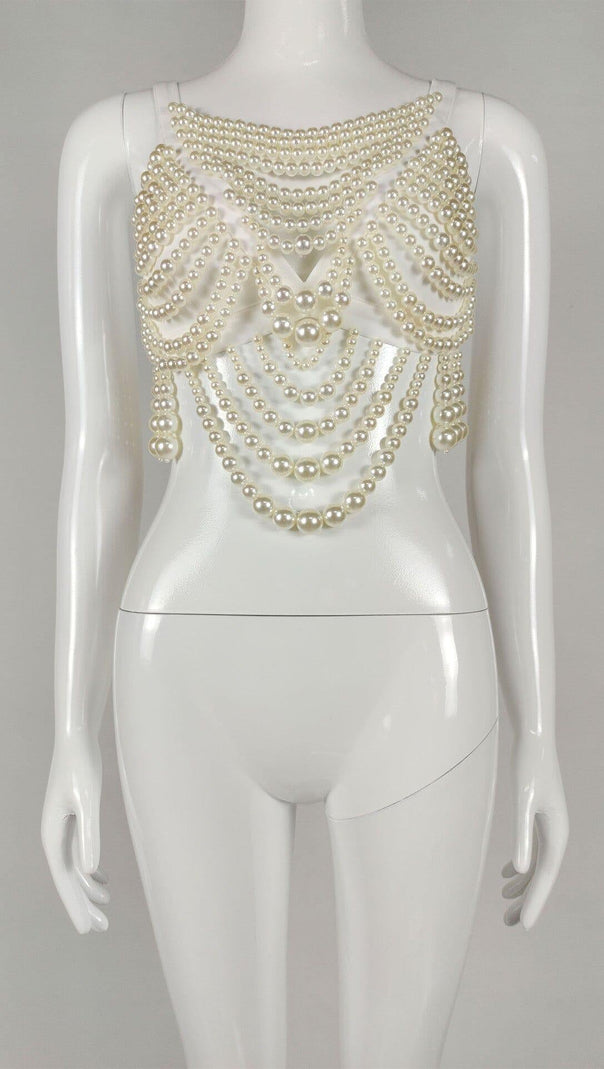 AIIZIE PEARL EMBELLISHED BUSTIER TOP - product image