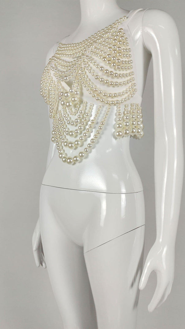 AIIZIE PEARL EMBELLISHED BUSTIER TOP - product image