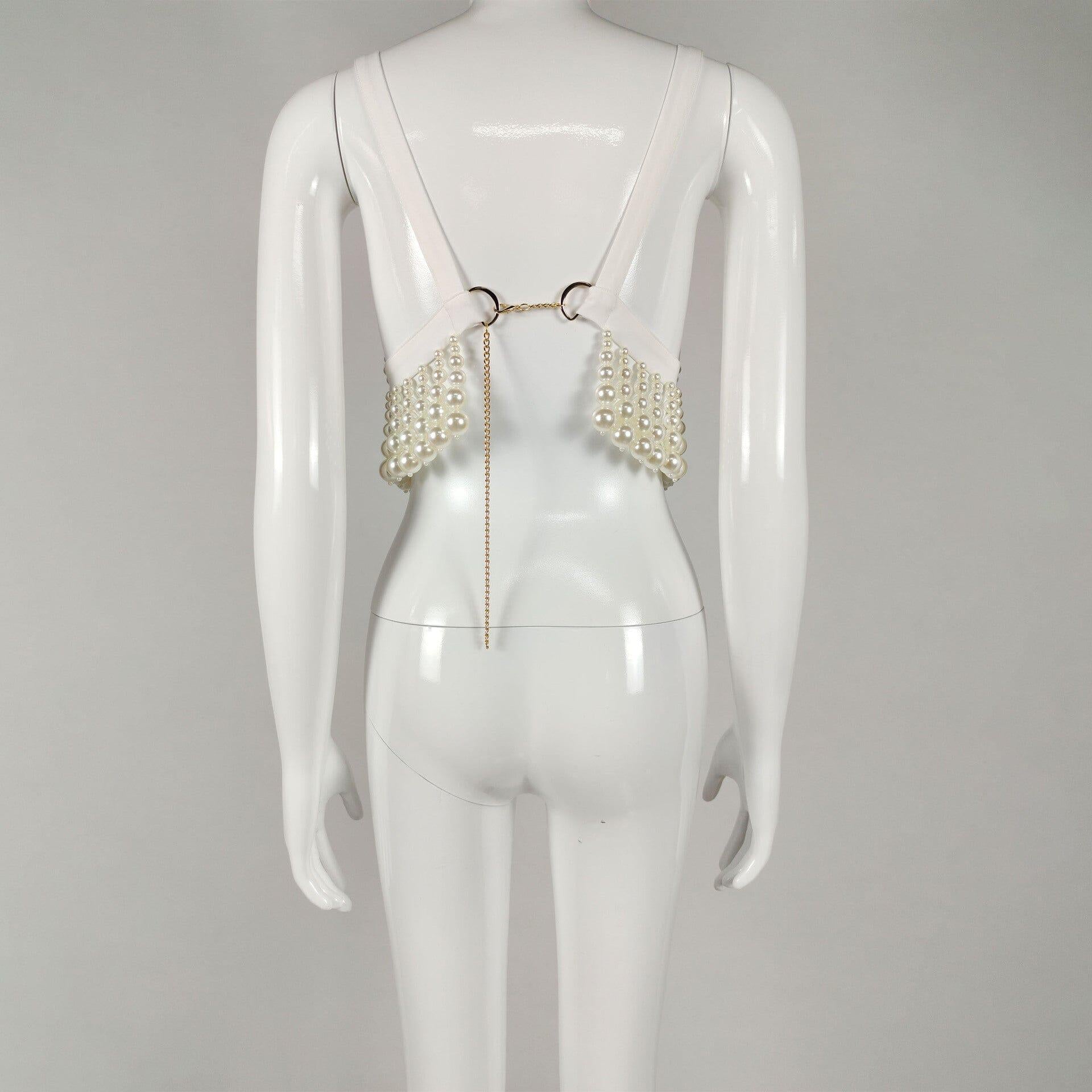 PEARL EMBELLISHED BUSTIER TOP