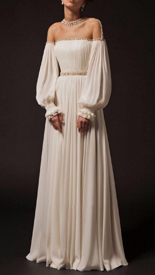 AIIZIE PUFFY SLEEVES WEDDING GOWN IN WHITE - product image