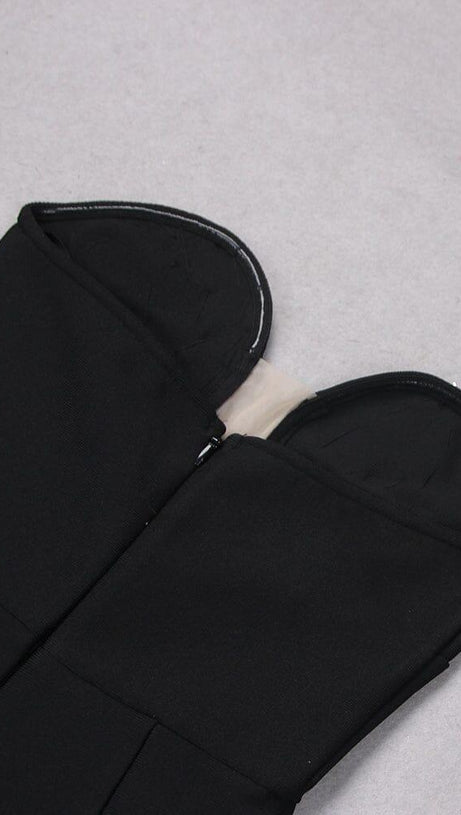 SEQUIN CUT OUT CORSET MIDI DRESS IN BLACK