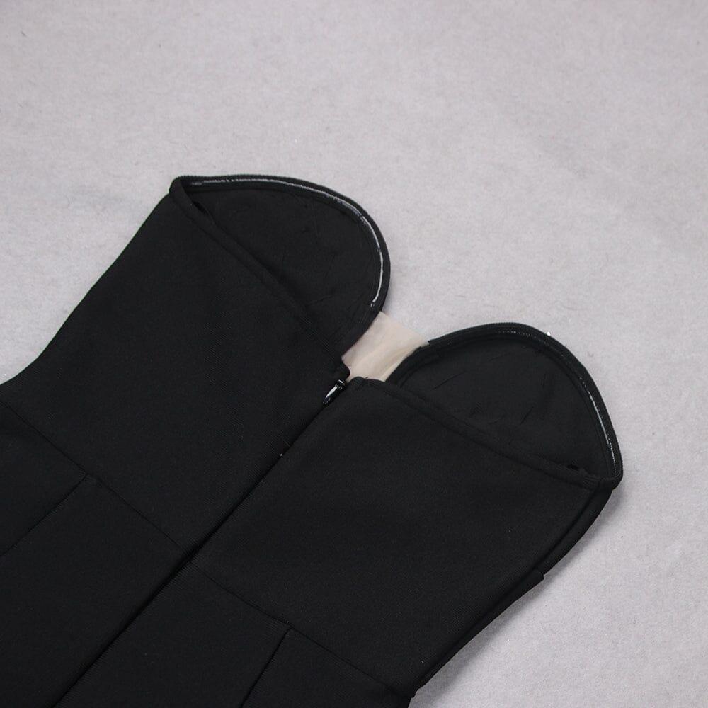 ABITO MIDI CON CORSETTO E PAILLETTES IN NERO