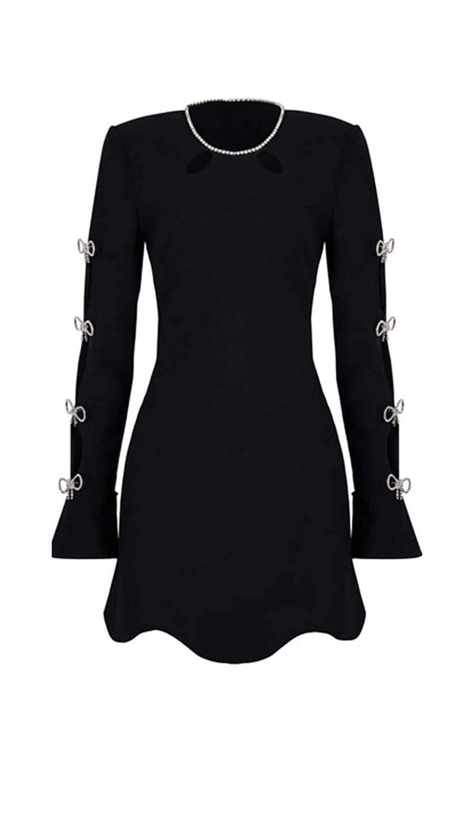 MINI ABITO NERO CON FIOCCO DI STRASS