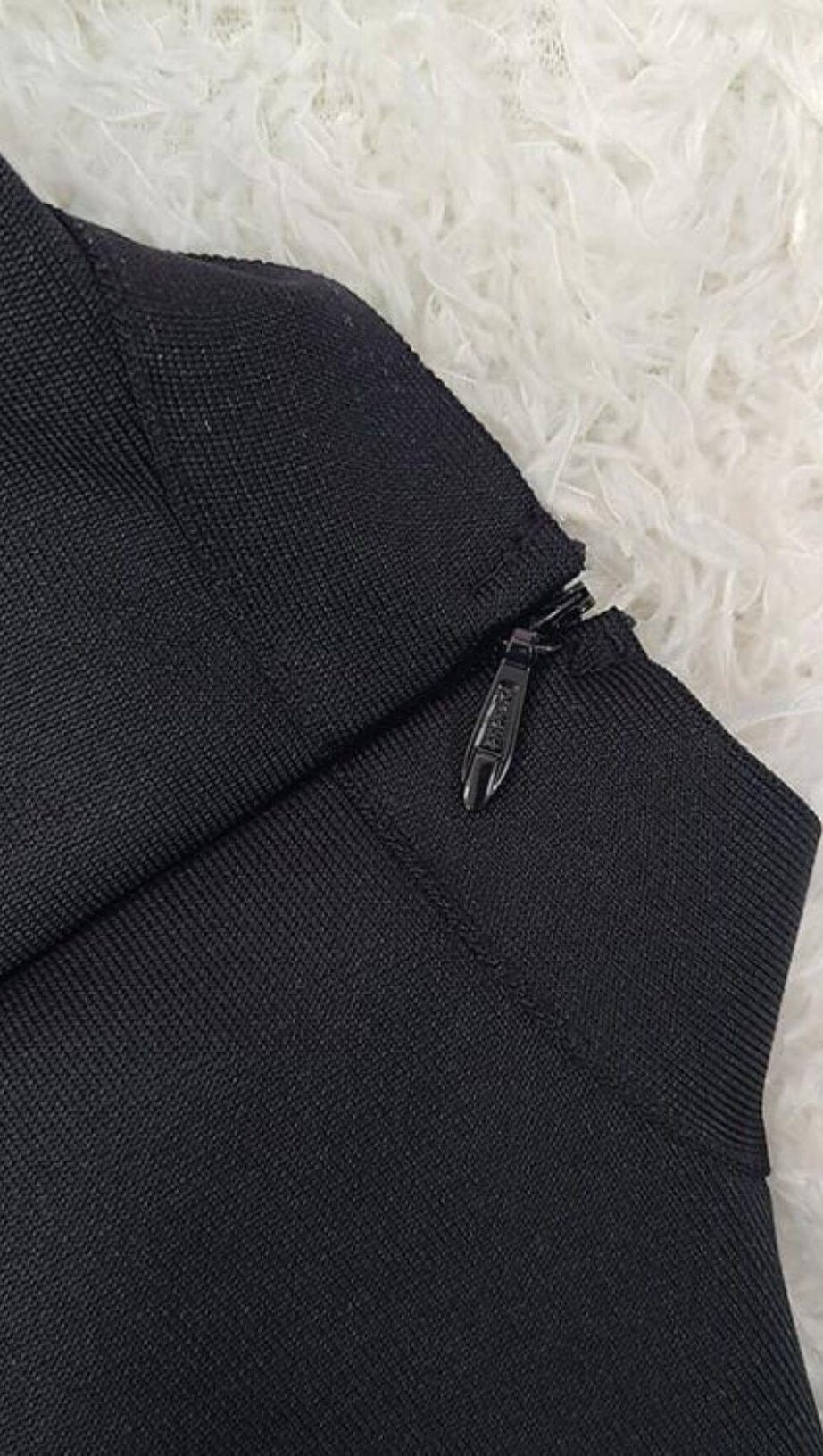 RHINESTONE BOW-EMBELLISHED  MINI DRESS IN BLACK