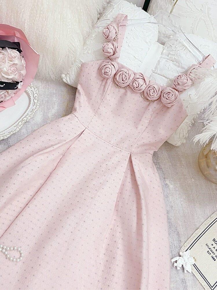 AIIZIE RHINESTONE ROSE APPLIQUE MINI DRESS IN PINK - product image