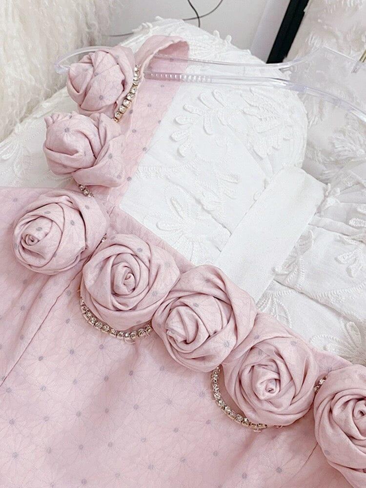 AIIZIE RHINESTONE ROSE APPLIQUE MINI DRESS IN PINK - product image
