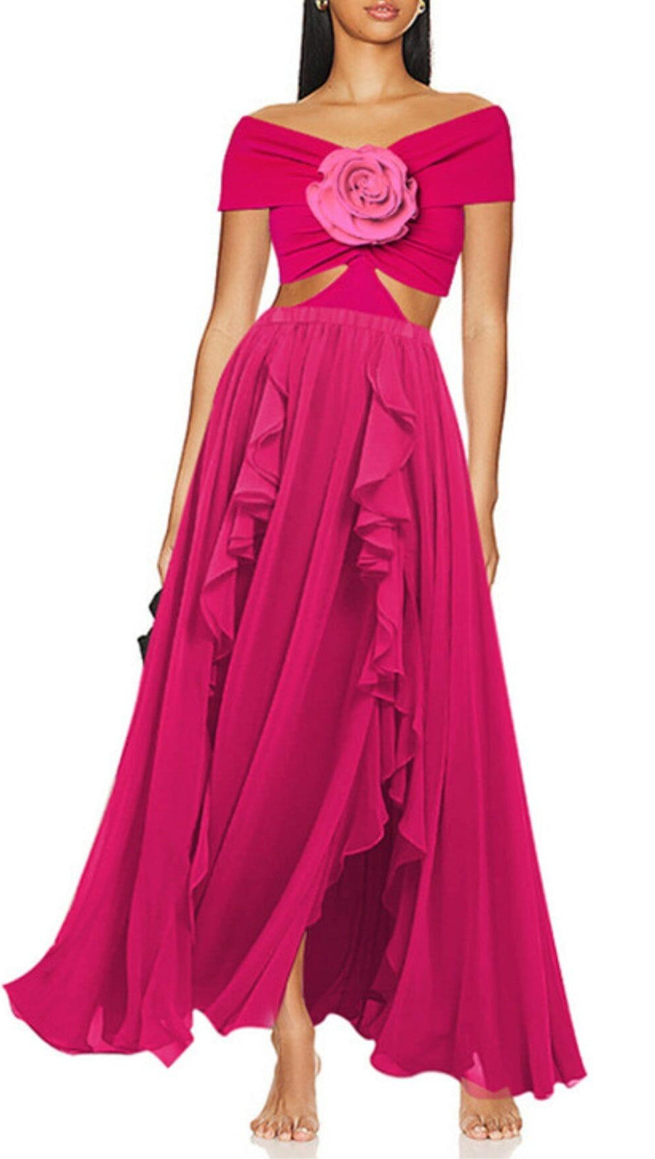 ROSE FLOWER ONE-PIECE SWIMSUIT