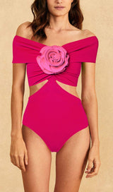 ROSE FLOWER ONE-PIECE SWIMSUIT