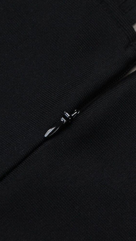 SEQUIN CUT OUT CORSET MIDI DRESS IN BLACK