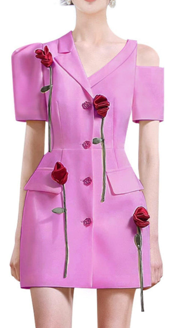 AIIZIE ROSE-EMBELLISHED ASYMMETRIC JACKET DRESS IN PINK - product image