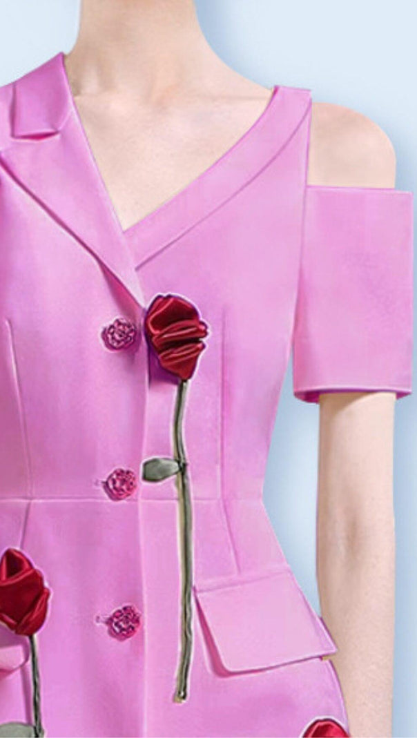 AIIZIE ROSE-EMBELLISHED ASYMMETRIC JACKET DRESS IN PINK - product image