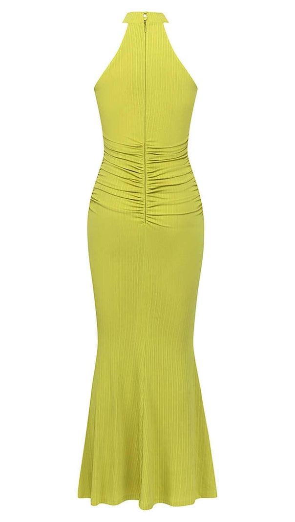 AIIZIE ROSE-EMBELLISHED HALTER MAXI DRESS IN FADED GREEN - product image