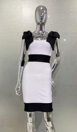 SLEEVELESS SQUARE COLLAR BODYCON BANDAGE MINI DRESS