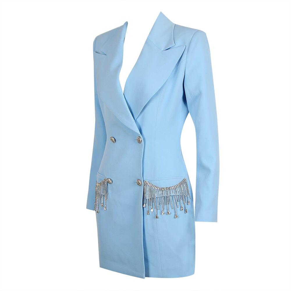AIIZIE V-NECK BOTTOM JACKET DRESS IN BLUE - product image