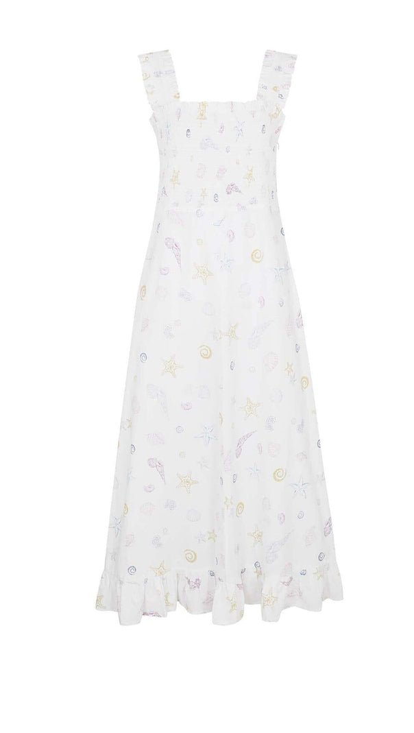 AIIZIE SHELL-PRINT STRAP MIDI DRESS IN WHITE - product image