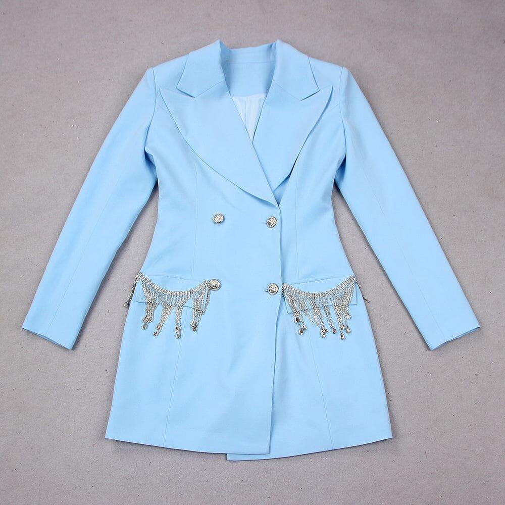 AIIZIE V-NECK BOTTOM JACKET DRESS IN BLUE - product image