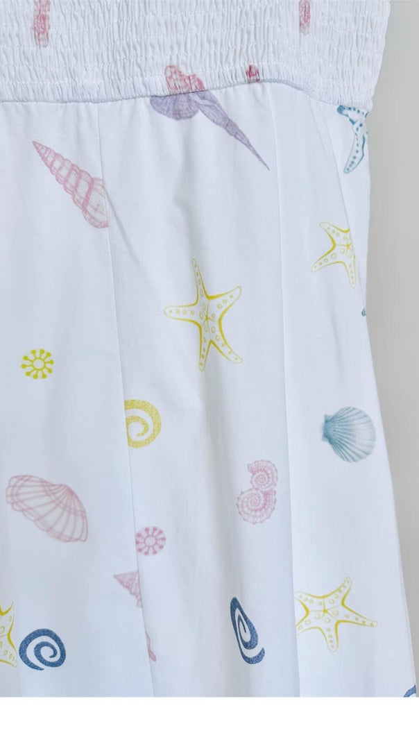 AIIZIE SHELL-PRINT STRAP MIDI DRESS IN WHITE - product image