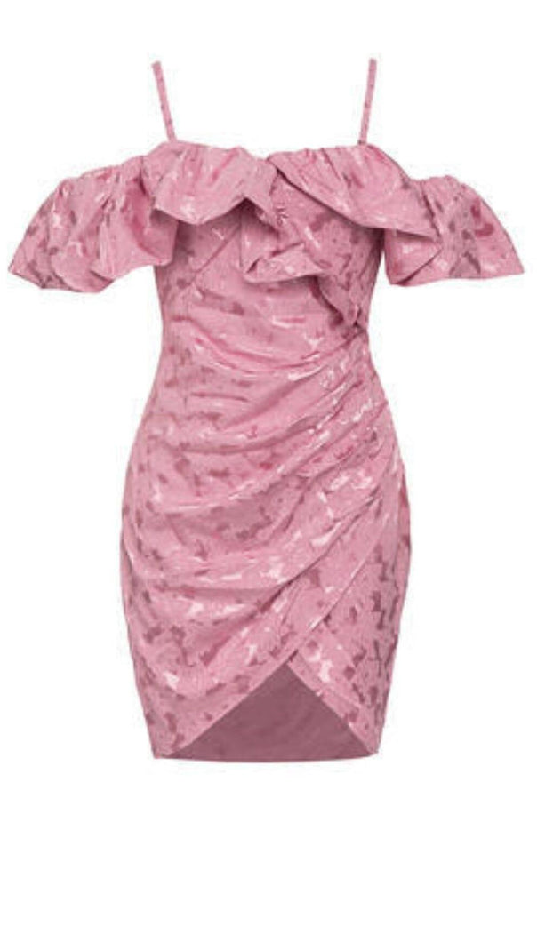 AIIZIE STRAP RUFFLE RUCHED MINI DRESS IN PINK - product image