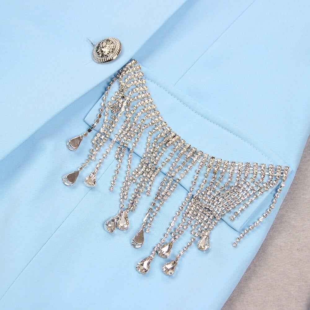 JACKENKLEID MIT V-AUSSCHNITT IN BLAU