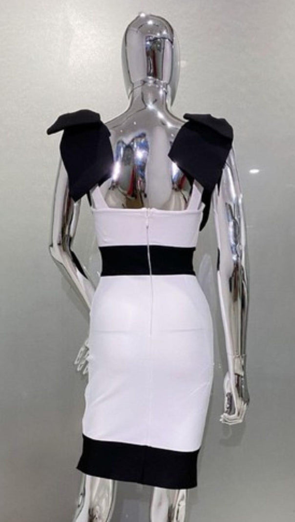 AIIZIE SLEEVELESS SQUARE COLLAR BODYCON BANDAGE MINI DRESS - product image