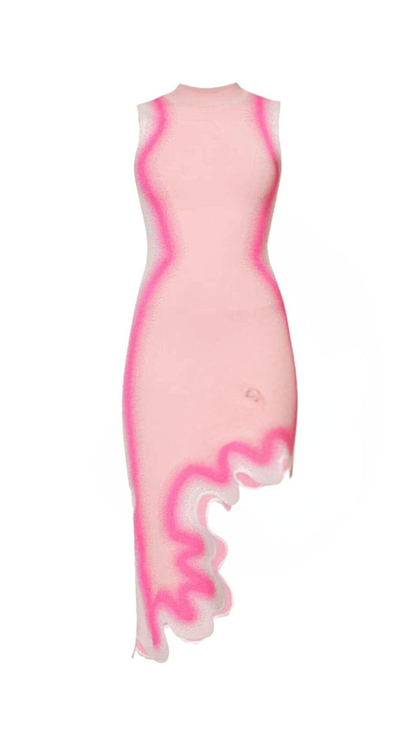 AIIZIE STRIPE ASYMMETRIC HIGH LOW DRESS IN PINK - product image