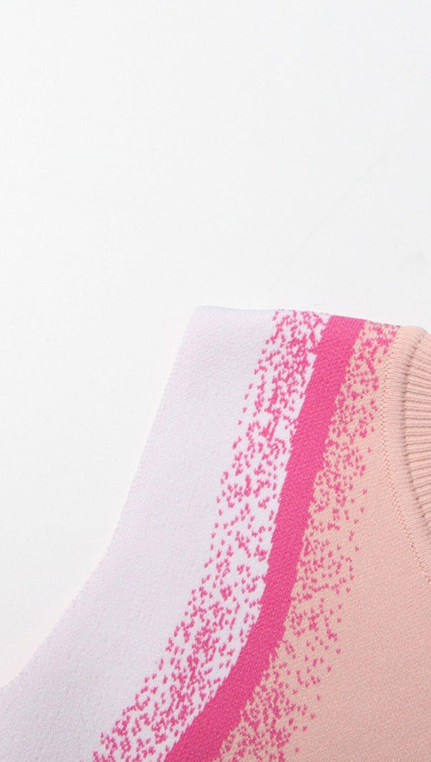 AIIZIE STRIPE ASYMMETRIC HIGH LOW DRESS IN PINK - product image