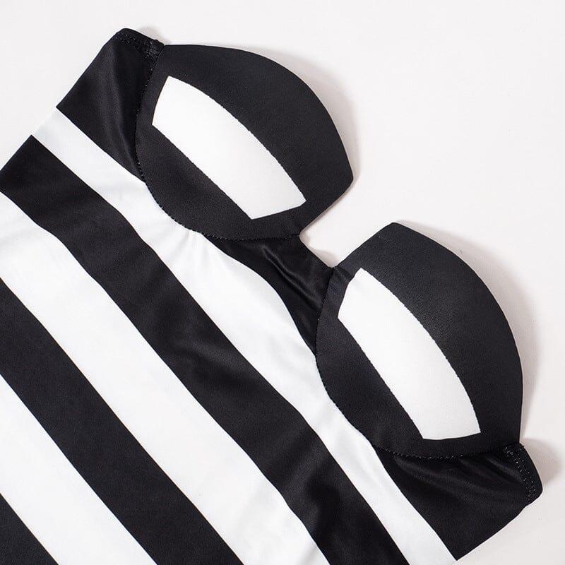 GESTREIFTES TRÄGERLOSES MINIKLEID