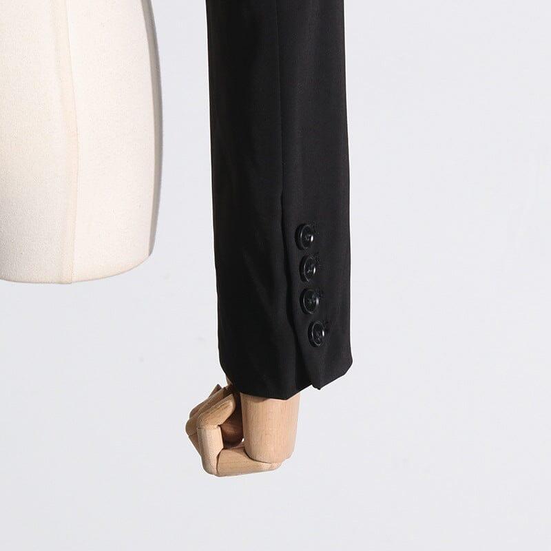 Zweiteiliger Anzug aus Denim mit Patchwork-Kragen