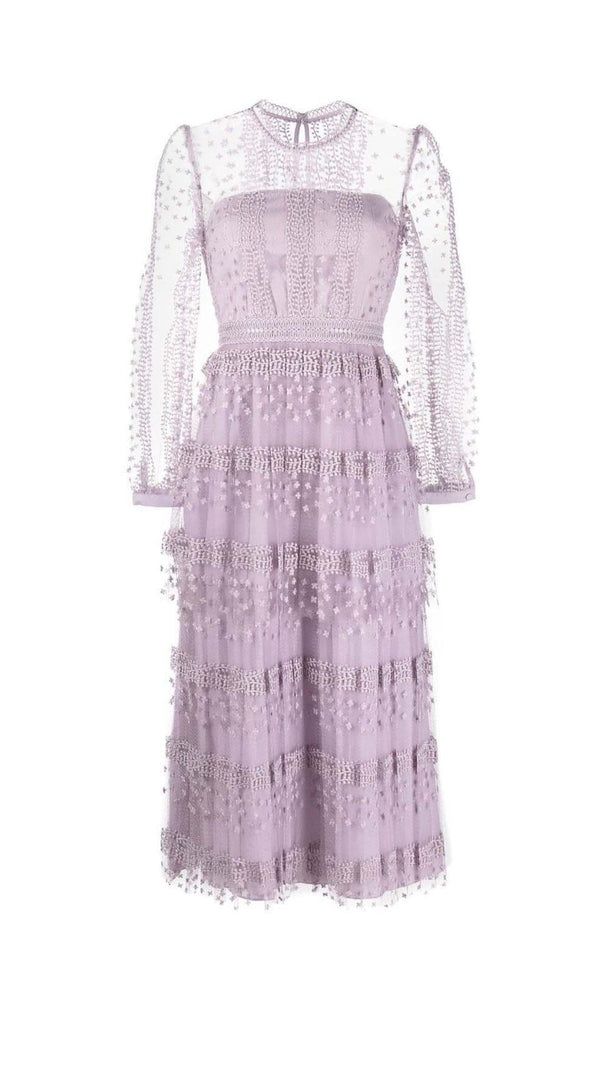 AIIZIE TIERED LACE MAXI DRESS IN LILAC - product image