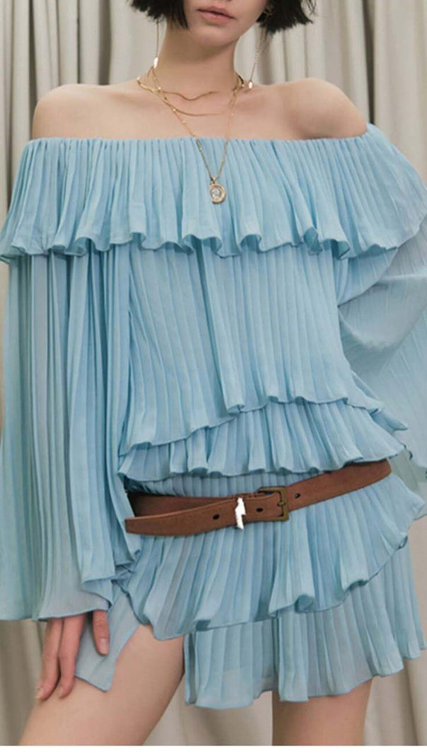 AIIZIE TIERED OFF-SHOULDER TWO PIECE SET IN BLUE - product image