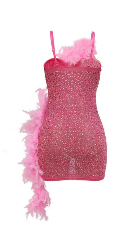 ASYMMETRISCHES MINIKLEID MIT FEDERN