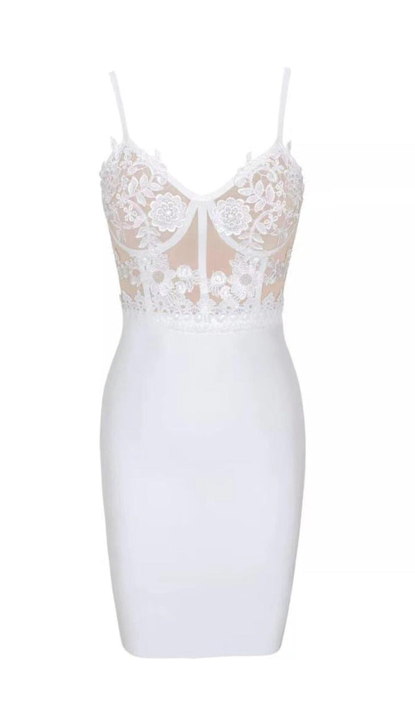 BANDAGE LACE STRAPPY MINI DRESS IN WHITE