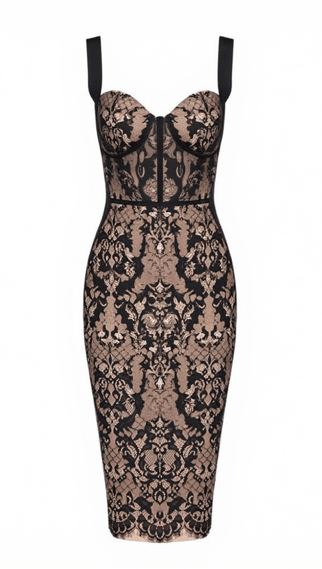 FINBAR PATCHWORK LACE BANDAGE DRESS