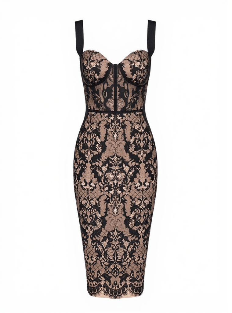 AIIZIE FINBAR PATCHWORK LACE BANDAGE DRESS - product image