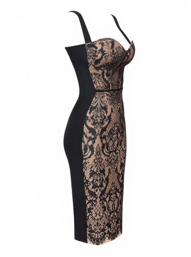AIIZIE FINBAR PATCHWORK LACE BANDAGE DRESS - product image