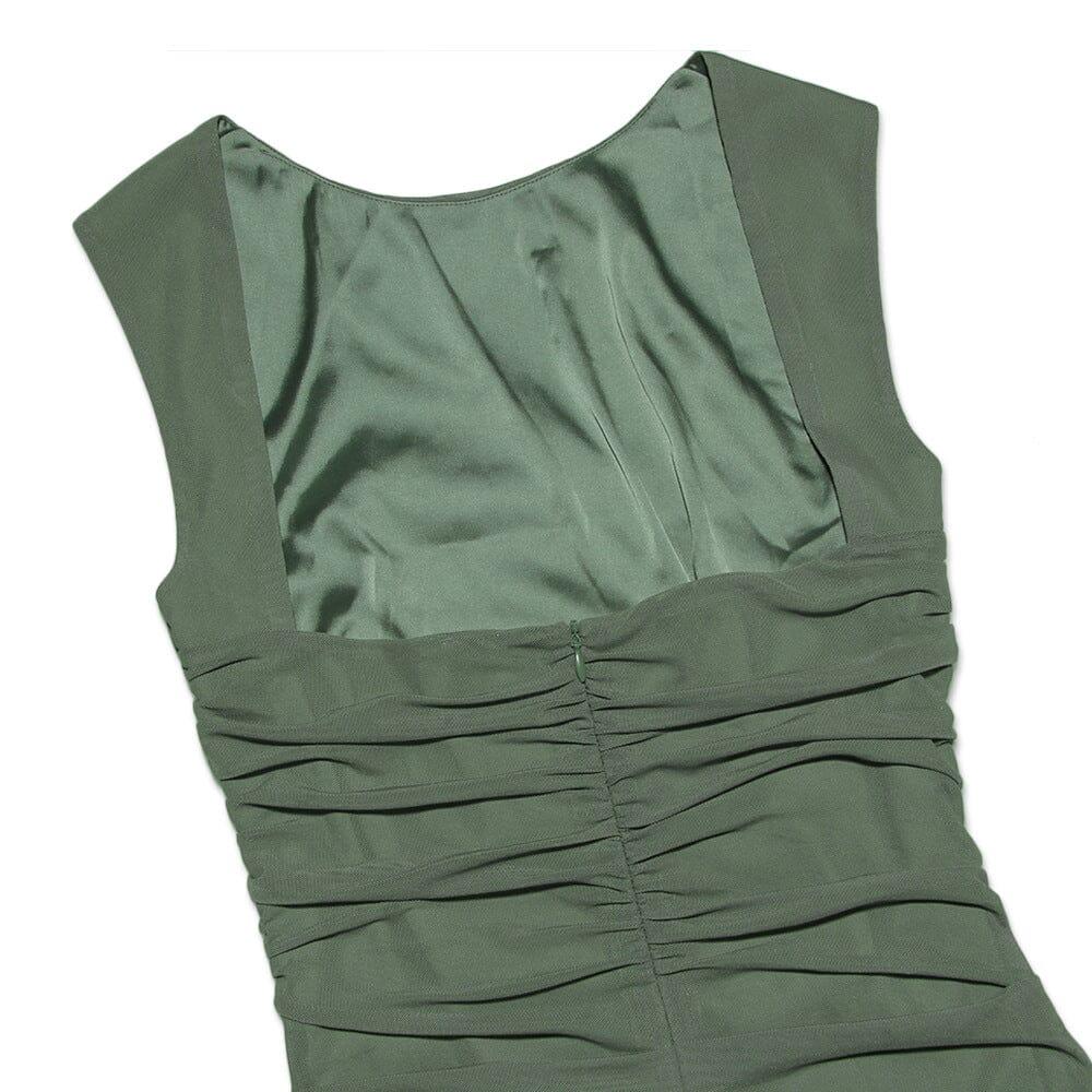 UNREGELMÄSSIGES KORSETTKLEID MIT RÜSCHEN IN GRÜN