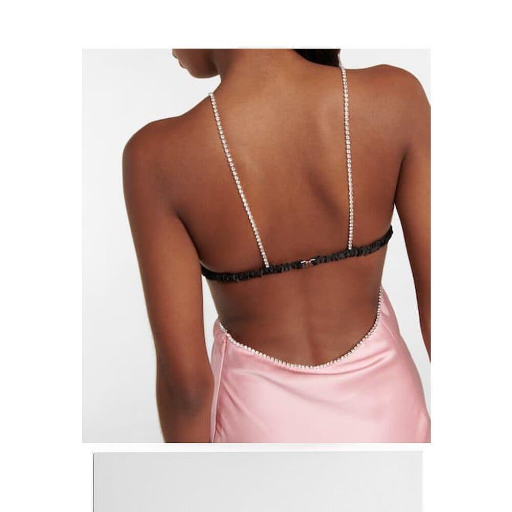 AIIZIE CRYSTAL-EMBELLISHED SLIP MIDI DRESS IN PINK - product image