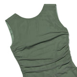 RUCHED IRREGULAR CORSET DRESS IN GREEN