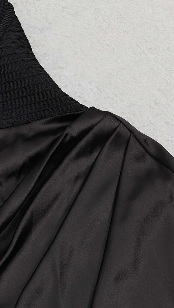 AIIZIE CUT OUT FRONT SATIN CAMI MIDI DRESS IN BLACK - product image