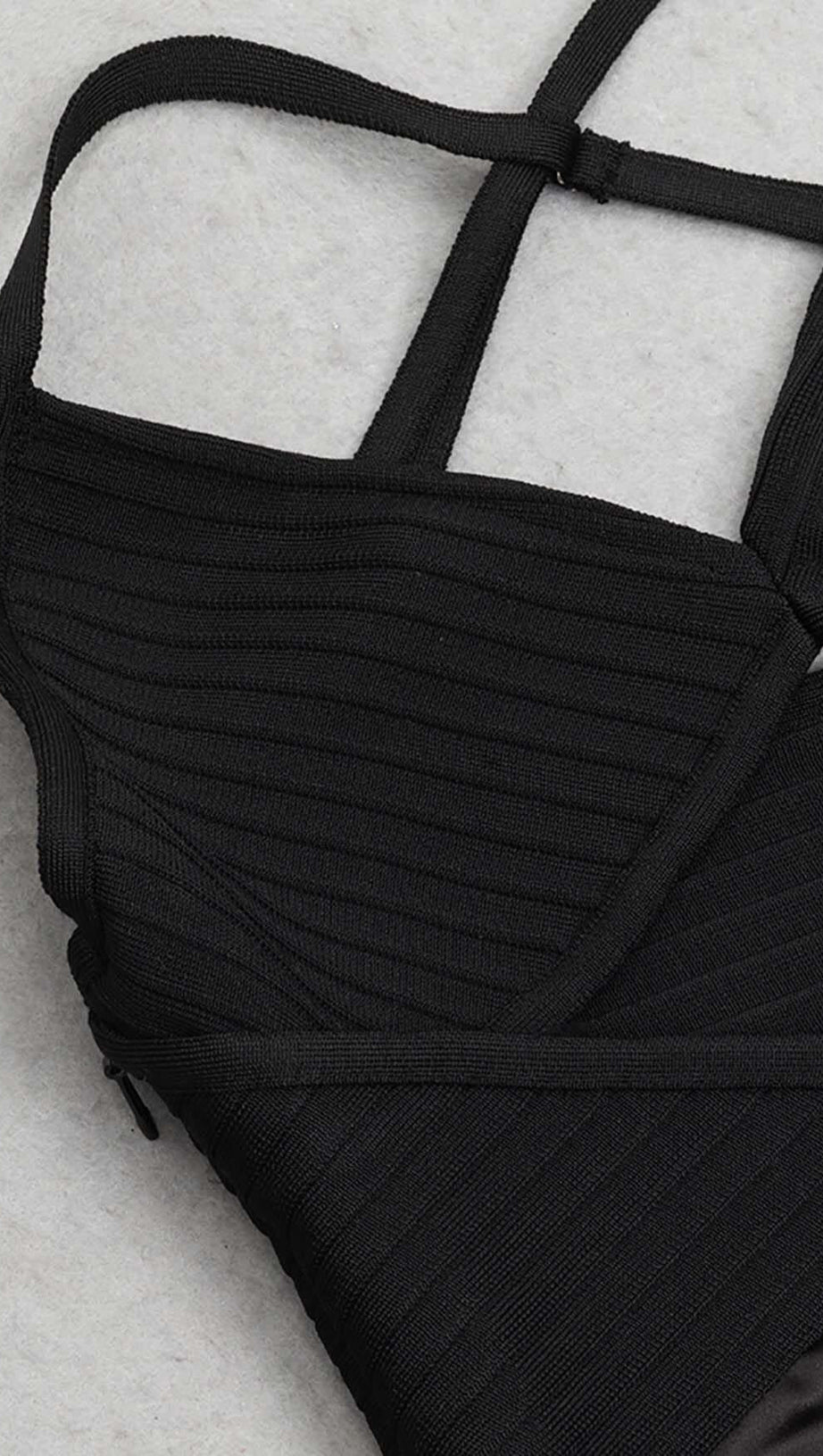 CUT OUT FRONT SATIN CAMI MIDI DRESS IN BLACK