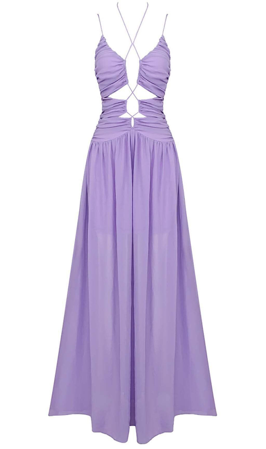 Maxikleid aus Tüll mit Cut-outs in Helllila